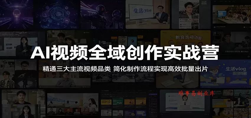 AI视频全域创作实战营:精通三大主流视频品类,简化制作流程实现高效批量出片 AI视频全域创作实战营:精通三大主流视频品类,简化制作流程实现高效批量出片