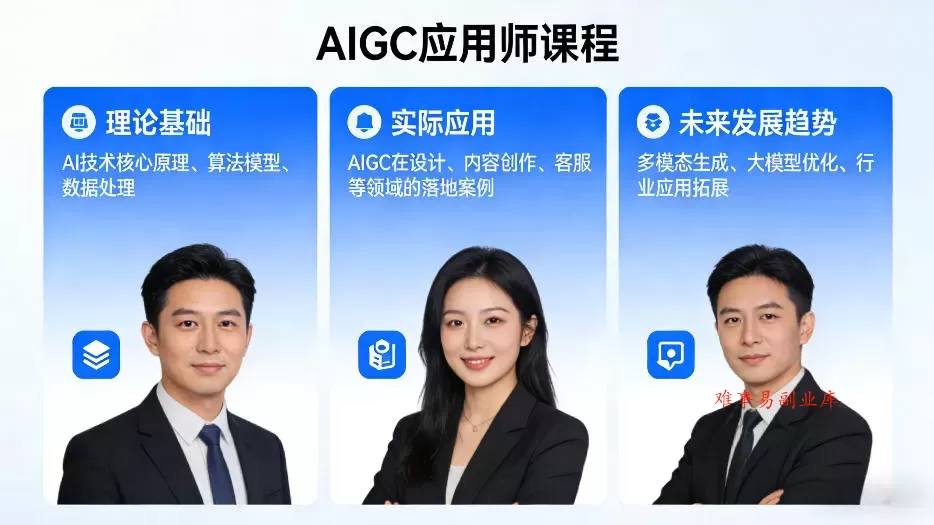 AIGC应用师课程,覆盖了AI技术的理论基础、实际应用、以及未来发展趋势 AIGC应用师课程,覆盖了AI技术的理论基础、实际应用、以及未来发展趋势
