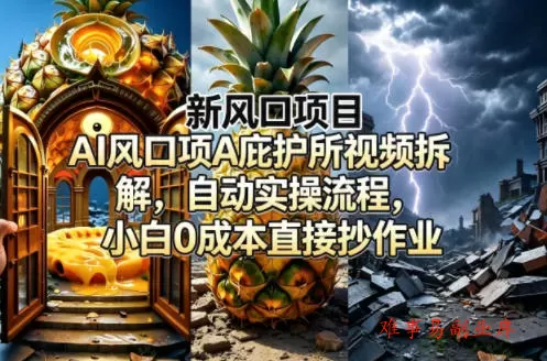 新风口项目AI庇护所视频拆解，自动实操流程，小白0成本直接抄作业-难事易副业库