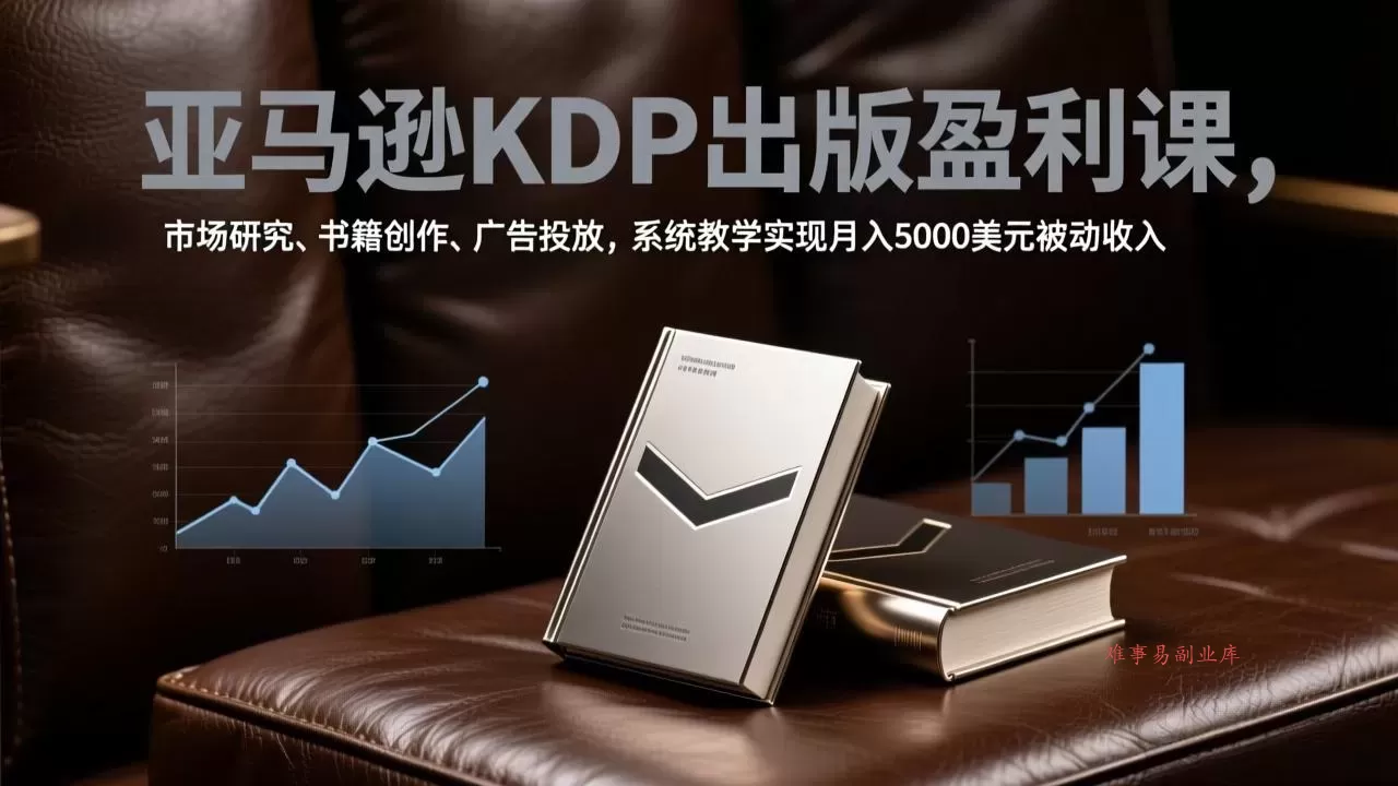 亚马逊KDP出版盈利课,市场研究、书籍创作、广告投放,系统教学实现月入5000美元被动收入-难事易副业库