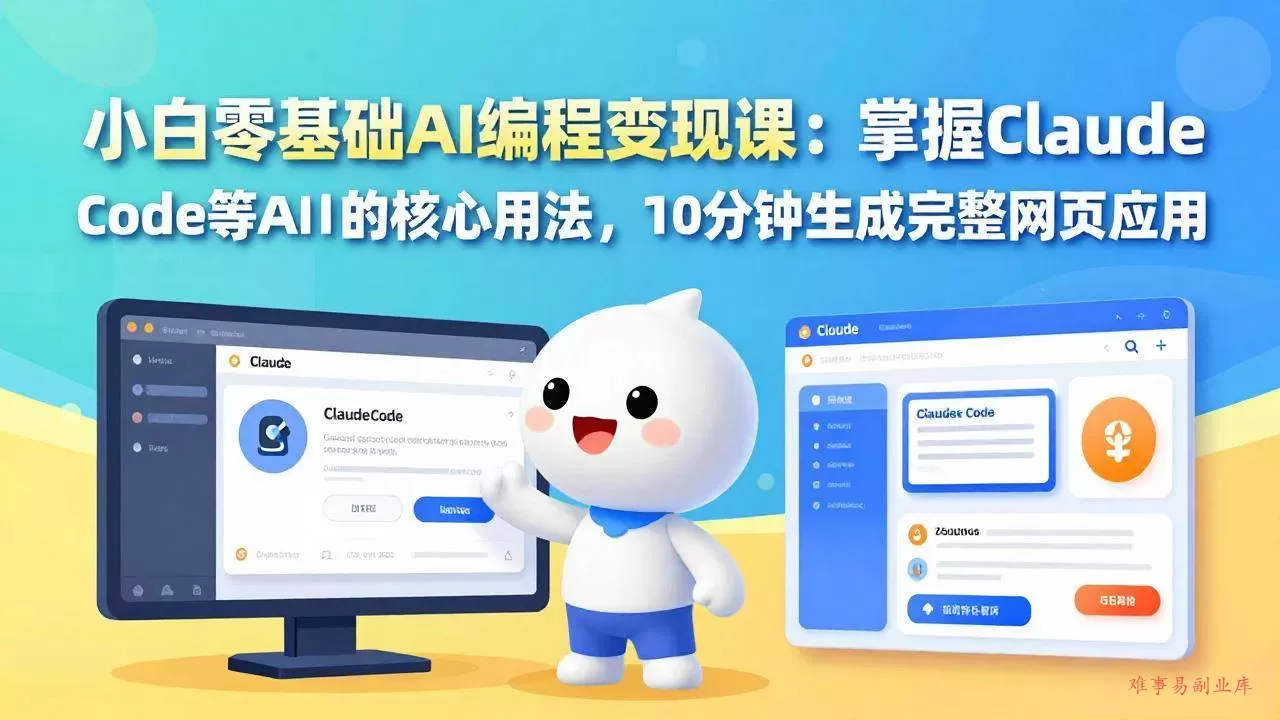 （17562期）小白零基础AI编程变现课：掌握Claude Code等AI工具的核心用法，10分钟生成完整网页应用