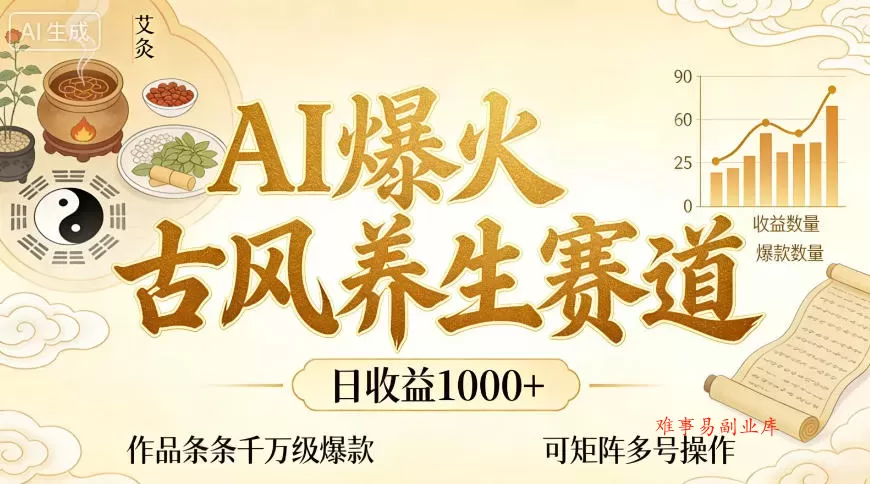 AI爆火古风养生赛道,日收益1k+单条作品点赞破万+,可矩阵多号操作【揭秘】 AI爆火古风养生赛道,日收益1k+单条作品点赞破万+,可矩阵多号操作【揭秘】