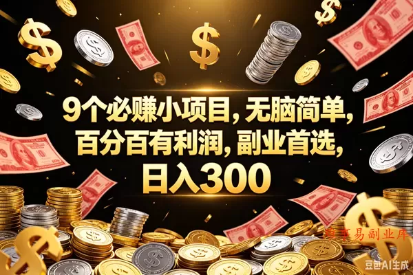 （18881期）9个必赚的小项目，百分百赚元子，无脑简单，副业首选，日入300+-难事易副业库