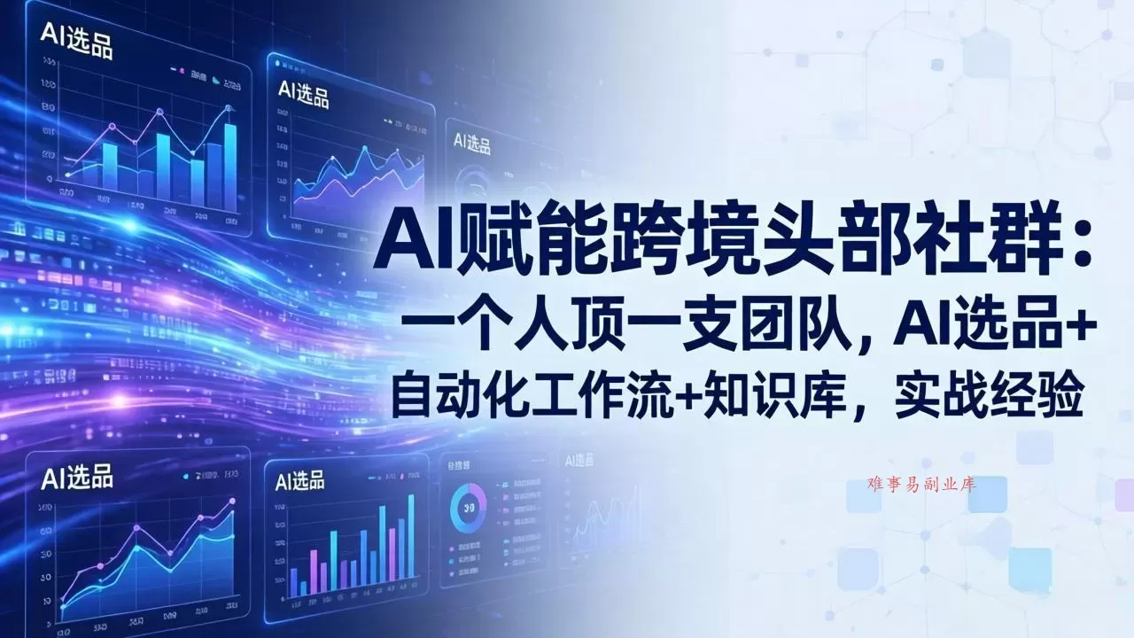 AI赋能跨境头部社群-更新4月23：一个人顶一支团队，AI选品+自动化工作流+知识库，实战经验-难事易副业库