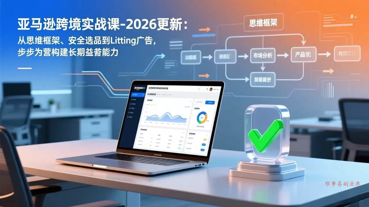 (17269期)亚马逊跨境实战课-2026更新:从思维框架、安全选品到Listing广告,步步为营构建长期盈利能力-难事易副业库