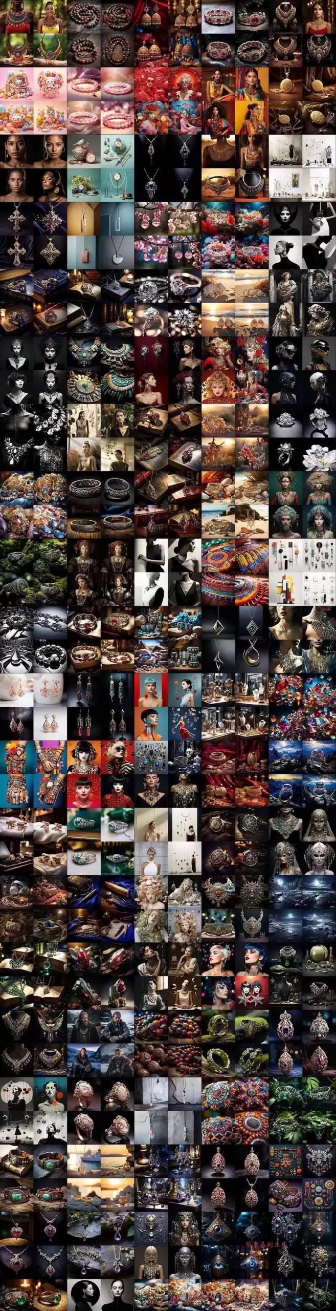 460+专业Midjourney珠宝摄影AI提示词+成效果图，戒指/项链/耳环/手链/宝石/及奢侈配饰等全品类-难事易副业库