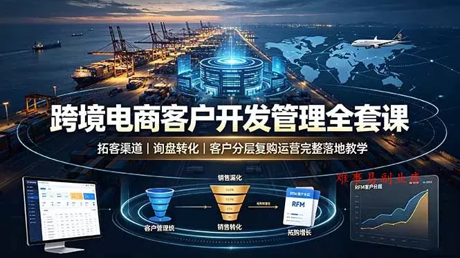 跨境电商客户开发管理全套课·拓客渠道|询盘转化|客户分层复购运营完整落地教学 跨境电商客户开发管理全套课·拓客渠道|询盘转化|客户分层复购运营完整落地教学