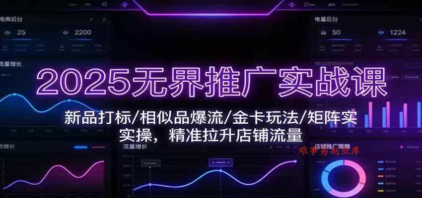 2025无界推广实战课：新品打标/相似品爆流/金卡玩法/矩阵实操，精准拉升店铺流量-难事易副业库