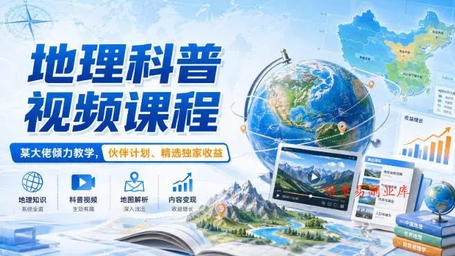地理科普视频课程，某大佬倾力教学，伙伴计划、精选独家收益-难事易副业库