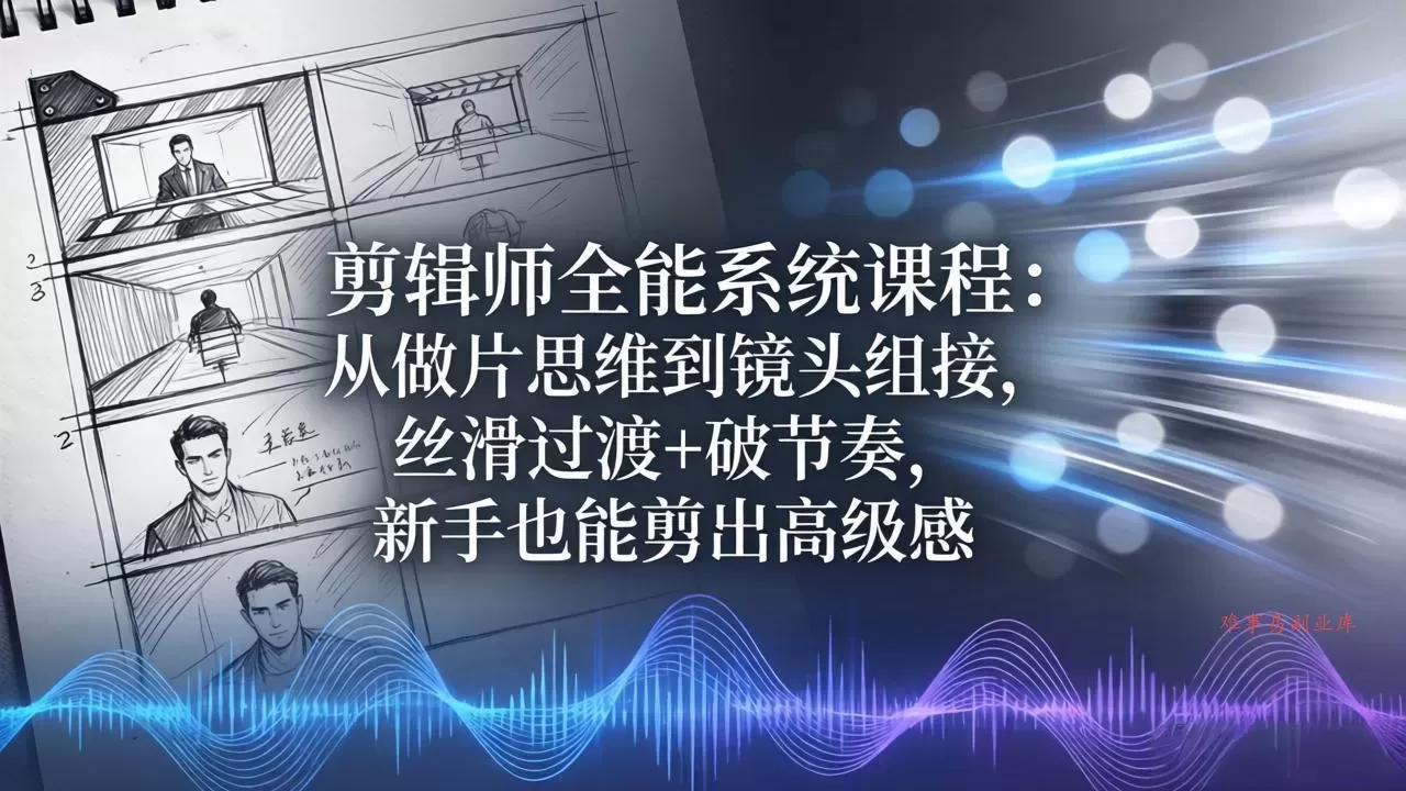 剪辑师全能系统课程：从做片思维到镜头组接，丝滑过渡+破节奏，新手也能剪出高级感-难事易副业库