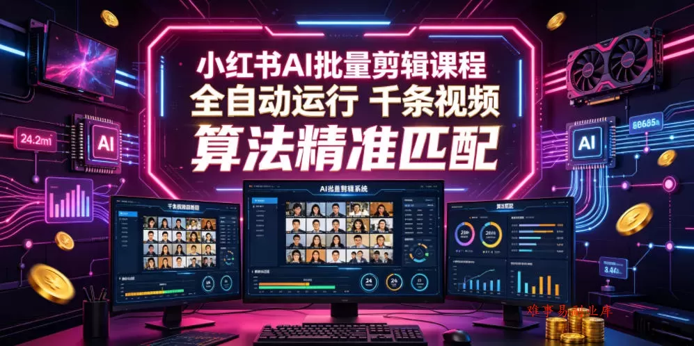 小红书AI批量剪辑课程,24小时全自动运行,解放双手专注运营,千条视频批量处理,小红书算法精准匹配 小红书AI批量剪辑课程,24小时全自动运行,解放双手专注运营,千条视频批量处理,小红书算法精准匹配