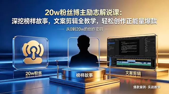 20w粉丝博主励志解说课：深挖榜样故事，文案剪辑全教学，轻松创作正能量爆款-难事易副业库