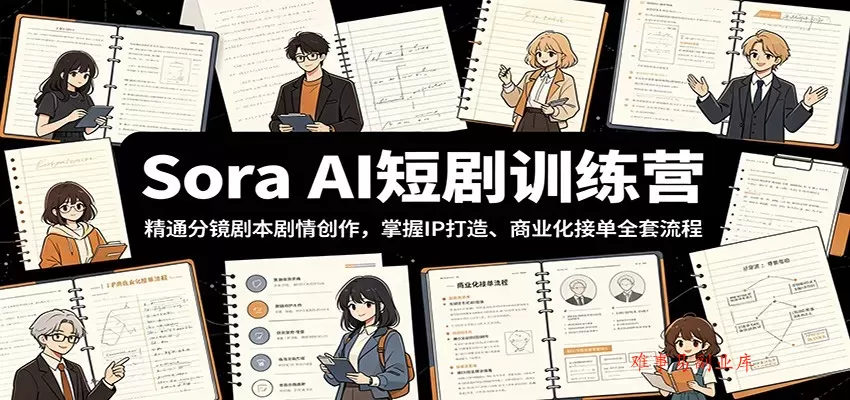 Sora AI短剧训练营：精通分镜剧本剧情创作，掌握IP打造、商业化接单全套流程-难事易副业库