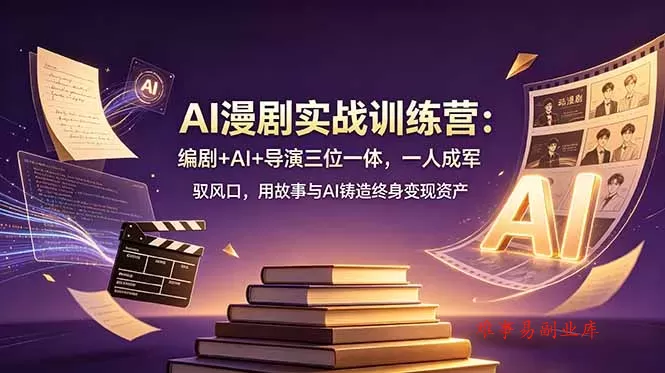 AI漫剧实战训练营：编剧+AI+导演三位一体，一人成军 驭风口，用故事与AI铸造终身变现资产-难事易副业库