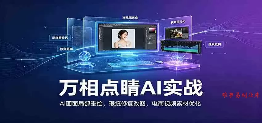 万相点睛AI实战：AI画面局部重绘，瑕疵修复改图，电商视频素材优化-难事易副业库
