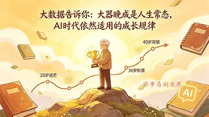 付费文章：大数据告诉你：大器晚成是人生常态，AI 时代依然适用的成长规律-难事易副业库