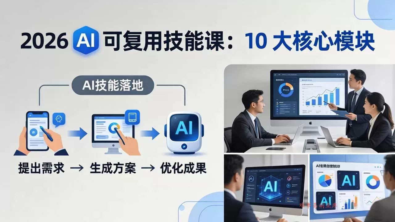 （17894期）2026AI可复用技能-4月新课：10大核心模块，手把手教你把AI用进工作、产出成果