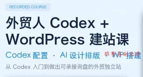 大卫·外贸人Codex + WordPress建站课(更新8月)-难事易副业库