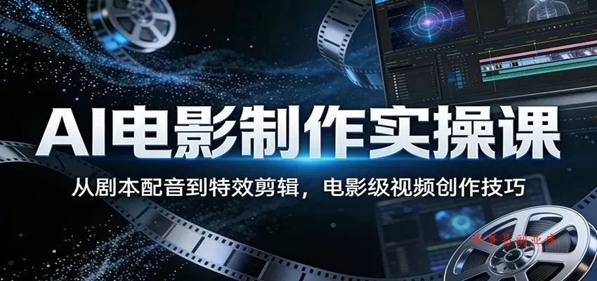 AI电影制作实操课：从剧本配音到特效剪辑，电影级视频创作技巧-难事易副业库