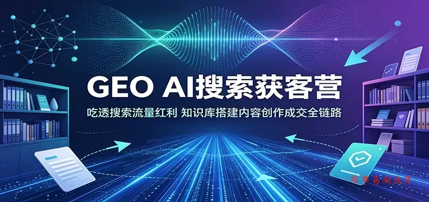 GEO AI搜索获客营：吃透搜索流量红利，知识库搭建内容创作成交全链路-难事易副业库
