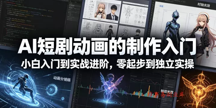 AI短剧动画的制作入门，小白入门到实战进阶，零起步到独立实操-难事易副业库