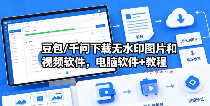 豆包/千问下载无水印图片和视频软件,电脑软件+教程 豆包/千问下载无水印图片和视频软件,电脑软件+教程