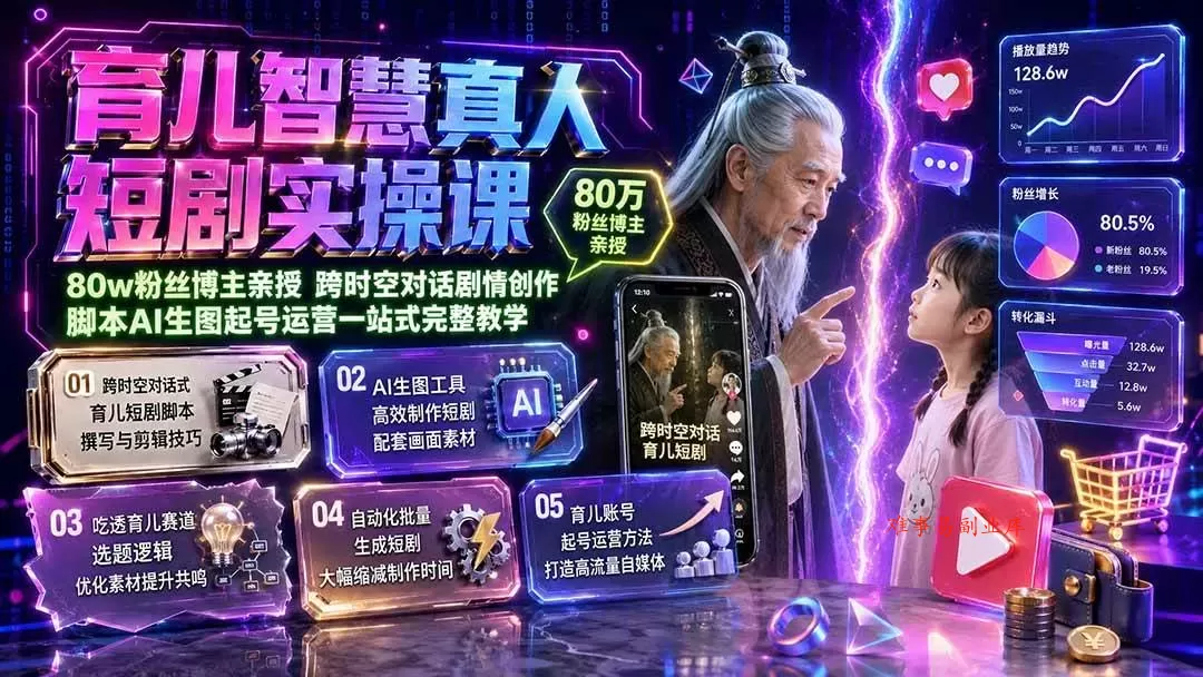 (19663期)育儿智慧真人短剧实操课|80w粉丝博主亲授,跨时空对话剧情创作,脚本AI生图起号运营一站式完整教学 (19663期)育儿智慧真人短剧实操课|80w粉丝博主亲授,跨时空对话剧情创作,脚本AI生图起号运营一站式完整教学