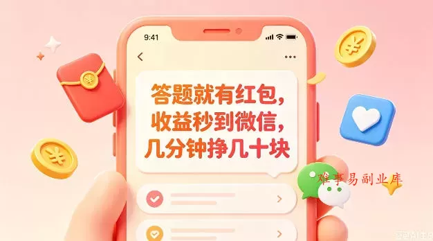 答题就有红包，收益秒到微信，几分钟挣几十块，学生党上班族宝妈都可以玩【揭秘】-难事易副业库