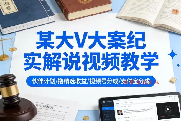 某大V大案纪实解说视频教学，可做伙伴计划、撸精选收益，视频号和支付宝分成计划均可-难事易副业库