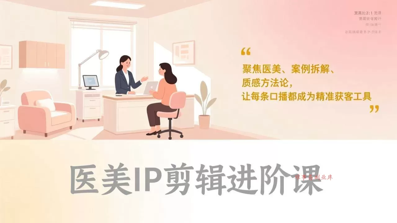 (17303期)医美IP剪辑进阶课,聚焦医美、案例拆解、质感方法论,让每条口播都成为精准获客工具-难事易副业库