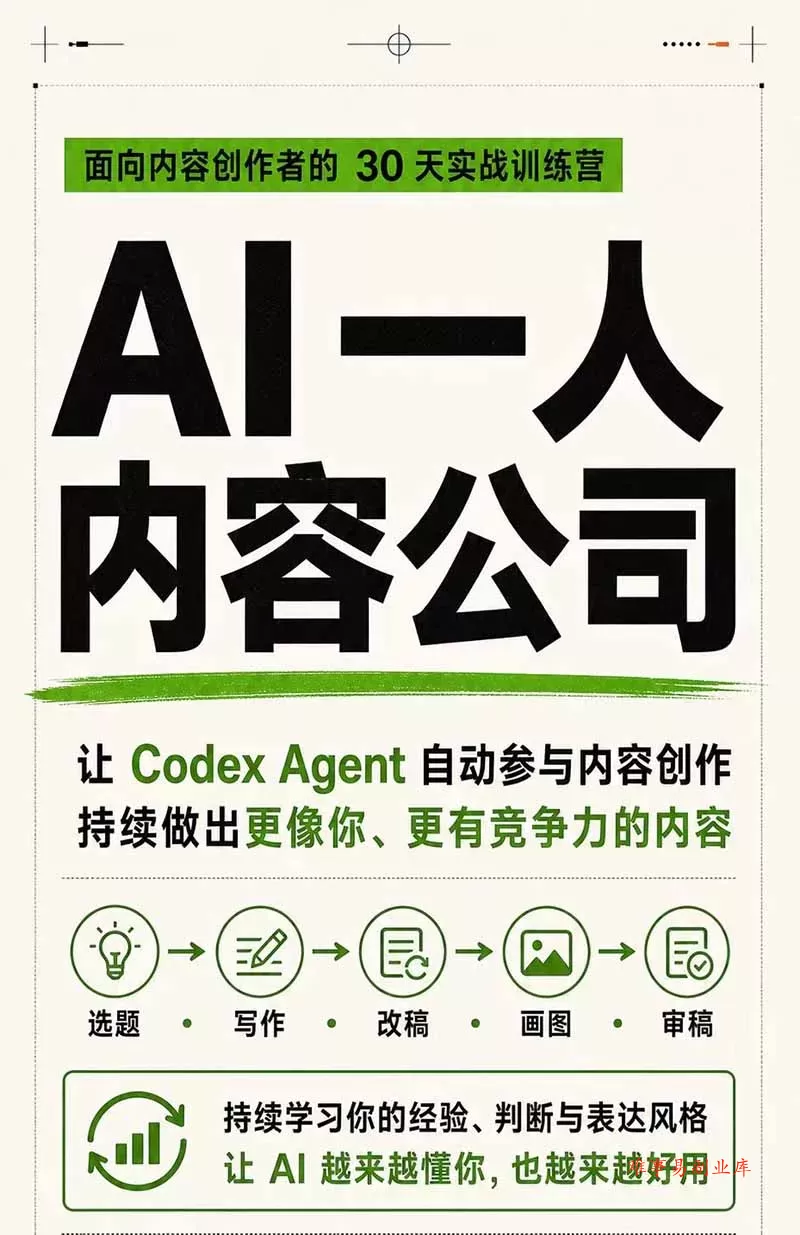 AI一人公司｜30天实战训练营；Codex Agent自动参与创作全流程，内容流量变现完整实战教学