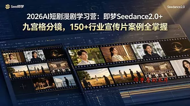 2026AI短剧漫剧学习营:即梦Seedance2.0+九宫格分镜,150+行业宣传片案例全掌握 2026AI短剧漫剧学习营:即梦Seedance2.0+九宫格分镜,150+行业宣传片案例全掌握
