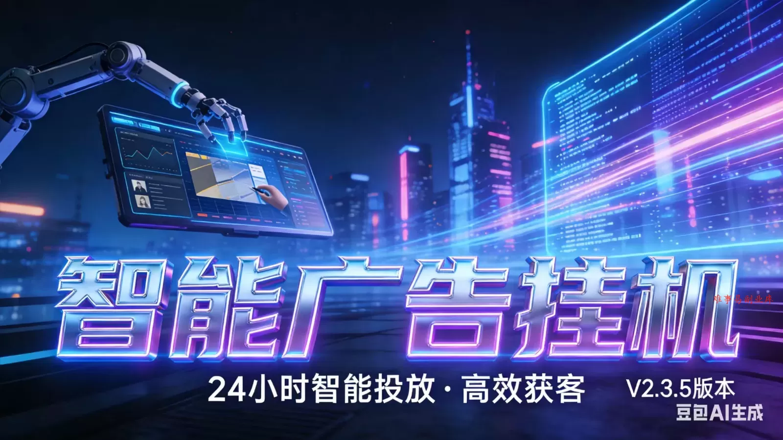 AI 广告云挂机 · 全域流量变现平台-难事易副业库