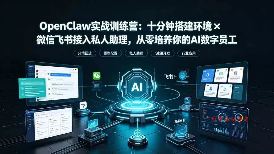 （19287期）OpenClaw实战特训营：十分钟搭建环境×微信飞书接入私人助理，从零培养你的AI数字员工-难事易副业库