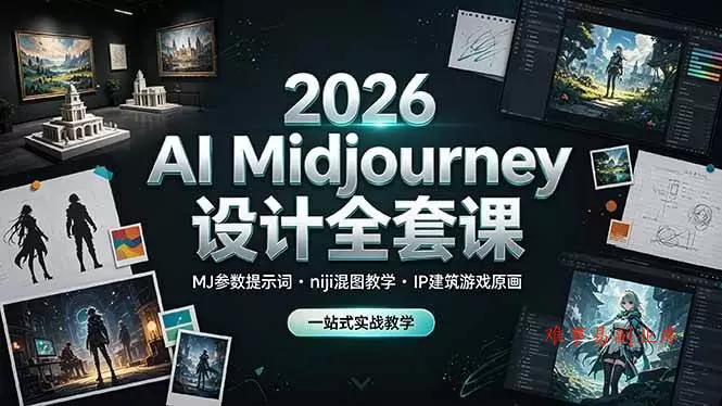 (19209期)2026 AI Midjourney设计全套课,MJ参数提示词niji混图教学,IP建筑游戏原画一站式实战教学 (19209期)2026 AI Midjourney设计全套课,MJ参数提示词niji混图教学,IP建筑游戏原画一站式实战教学