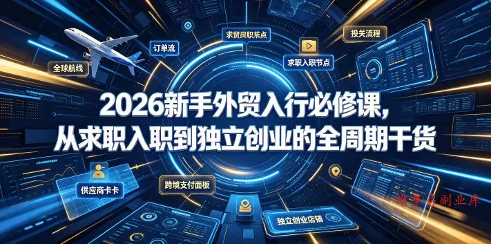 2026新手外贸入行必修课，从求职入职到独立创业的全周期干货-难事易副业库