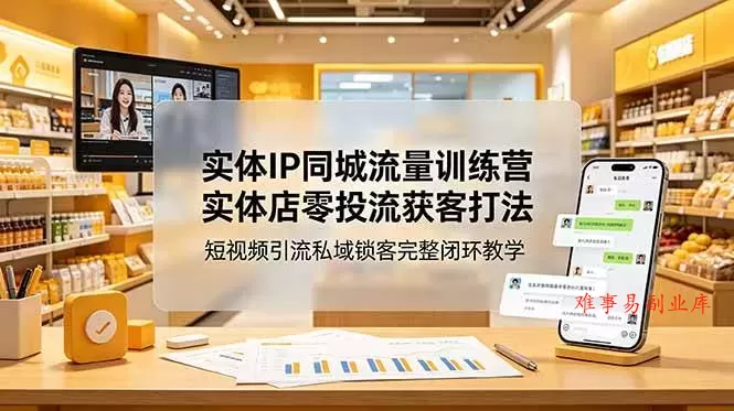 （18999期）实体IP同城流量训练营：实体店零投流获客打法，短视频引流私域锁客完整闭环教学-难事易副业库