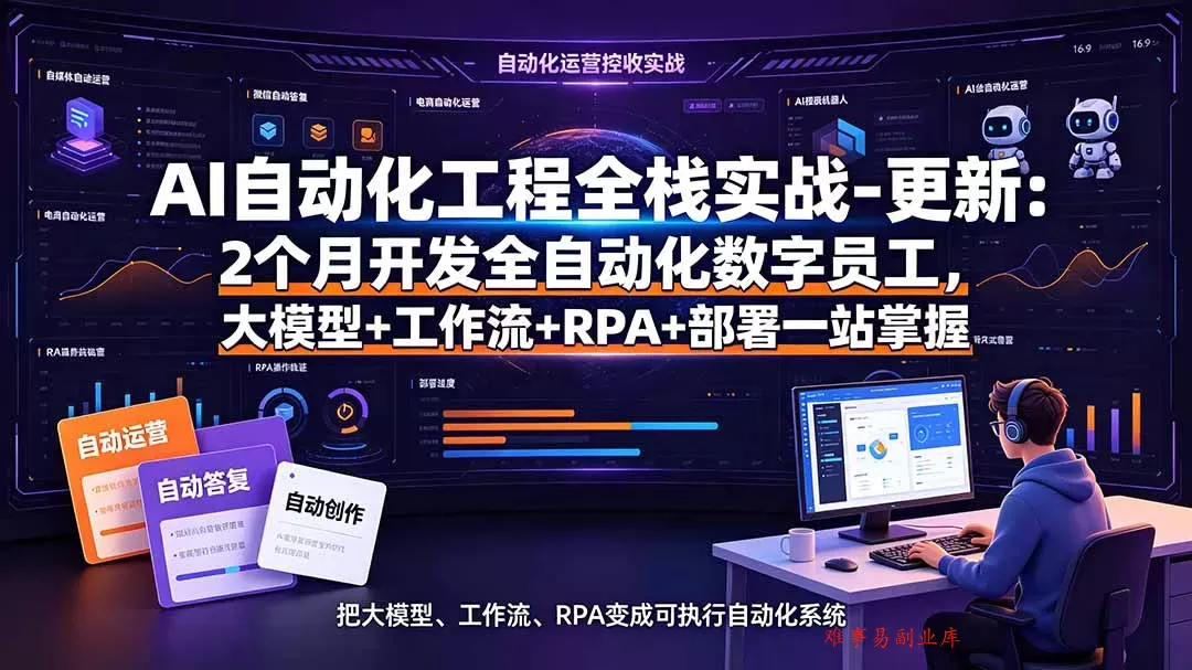 AI自动化工程全栈实战-更新:2个月开发全自动化数字员工,大模型+工作流+RPA+部署一站式掌握 AI自动化工程全栈实战-更新:2个月开发全自动化数字员工,大模型+工作流+RPA+部署一站式掌握