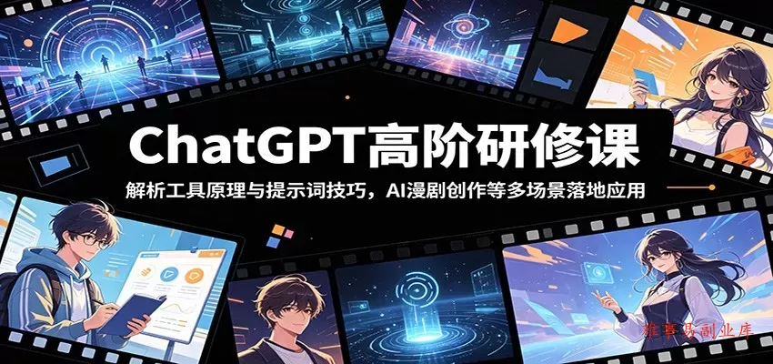 ChatGPT高阶研修课：解析工具原理与提示词技巧，AI漫剧创作等多场景落地应用-难事易副业库