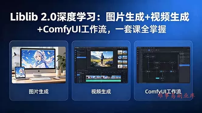 Liblib 2.0深度学习：图片生成+视频生成+ComfyUI工作流，一套课全掌握-难事易副业库