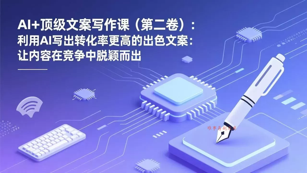 （17382期）AI+顶级文案写作课（第二卷）：利用AI写出转化率更高的出色文案：让内容在竞争中脱颖而出-难事易副业库