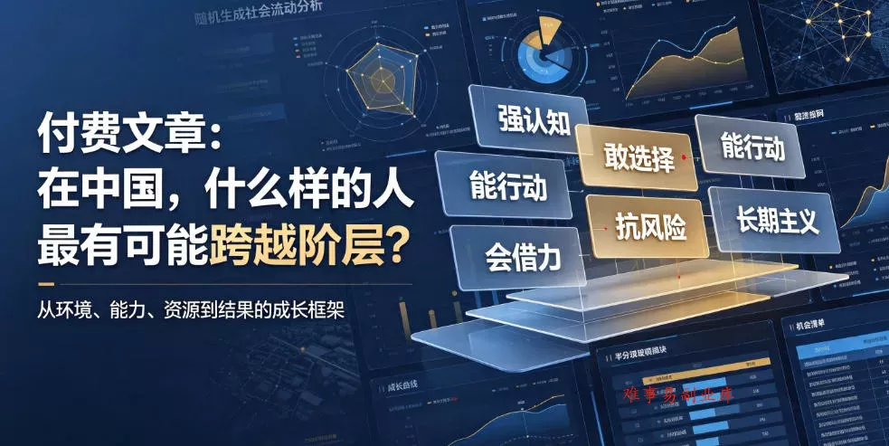 付费文章：在中国，什么样的人最有可能跨越阶层？-难事易副业库