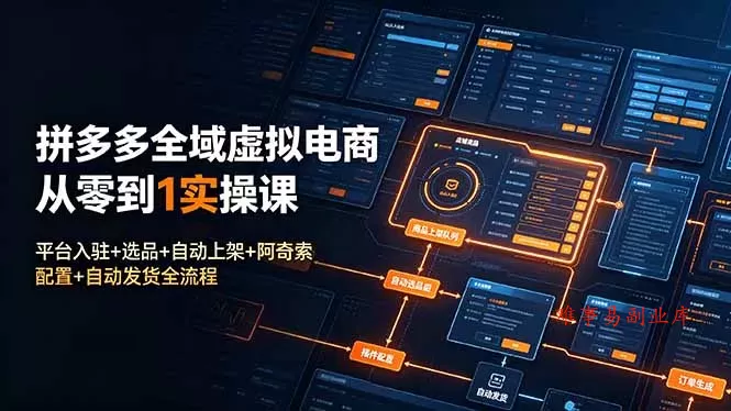 拼多多全域虚拟电商从零到1实操课：平台入驻+选品+自动上架+阿奇索配置+自动发货全流程-难事易副业库