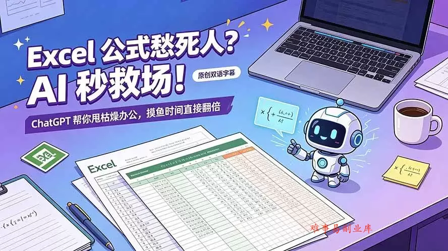 (19487期)Excel 公式愁死人?AI 秒救场!ChatGPT 帮你甩枯燥办公,摸鱼时间直接翻倍【原创双语字幕】 (19487期)Excel 公式愁死人?AI 秒救场!ChatGPT 帮你甩枯燥办公,摸鱼时间直接翻倍【原创双语字幕】