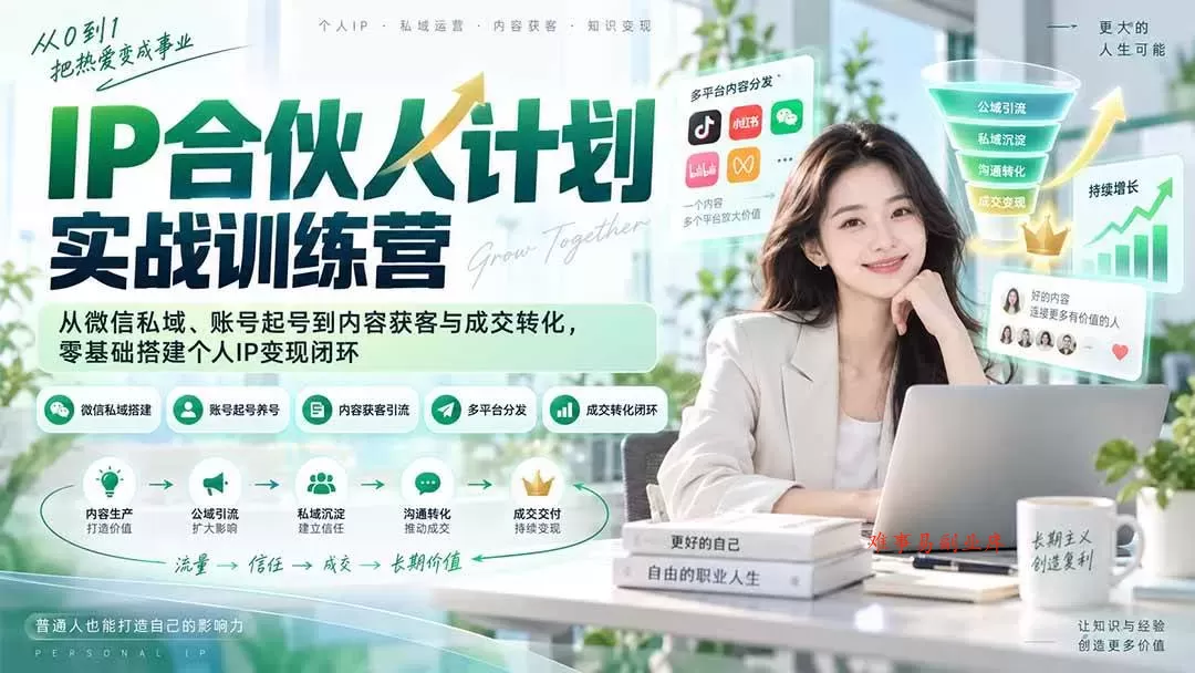 （20321期）IP合伙人计划实战训练营-更新：从微信私域、账号起号到内容获客与成交转化，零基础搭建个人IP变现闭环