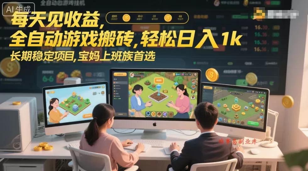 每天见收益，全自动游戏搬砖，轻松日入1k，长期稳定项目，宝妈上班族首选【揭秘】-难事易副业库