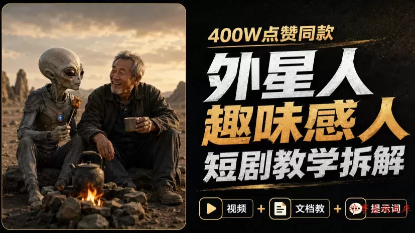 400W点赞同款外星人趣味感人短剧教学拆解,视频+文档教+提示词 400W点赞同款外星人趣味感人短剧教学拆解,视频+文档教+提示词