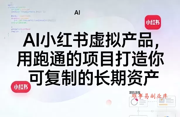 AI小红书虚拟产品，用跑通的项目打造你可复制的长期资产（更新）-难事易副业库