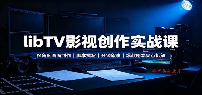 libTV影视创作实战课：多角度画面制作，脚本撰写，分镜叙事，爆款剧本爽点拆解-难事易副业库