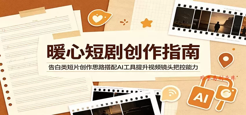 暖心短剧创作指南：告白类短片创作思路搭配AI工具提升视频镜头把控能力-难事易副业库